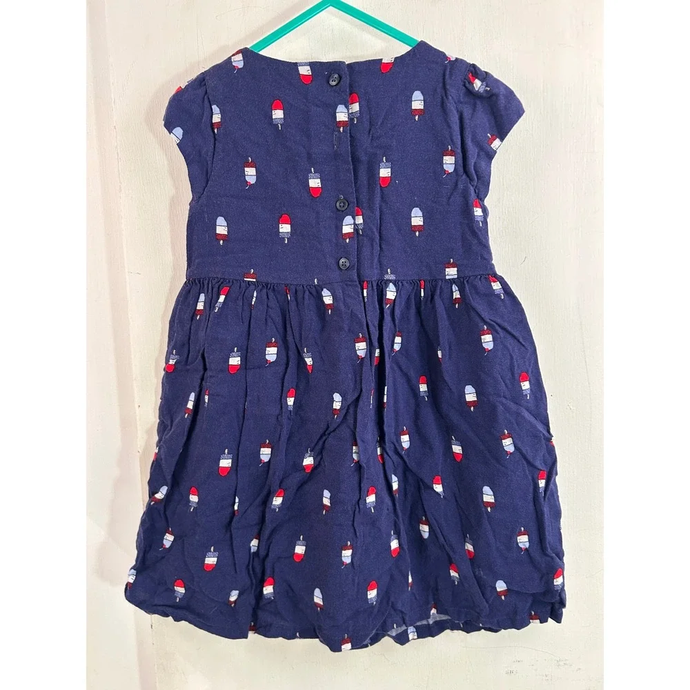 Gymboree Popsicle Print Dress 4T Navy Blue Patriotic Summer Toddler Girls